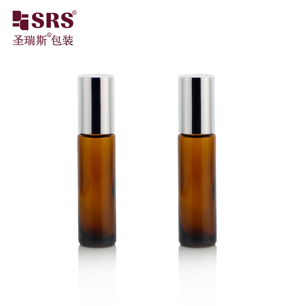 10ml Glass Roller Bottle Amber/ Clear Glass Roll On Bottle Designed with Leak Proof Steel Roller Ball for Essential Oil and Fragrance