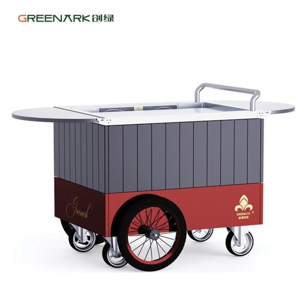 Mobile Teppanyaki Grill Food-Grade Alloy Steel Plate, 250℃ in 8 Mins, Extendable Table & 16'' Wheels Direct Factory