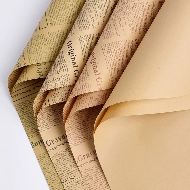 Vintage Newspaper Wrapping Paper With Retro Print For Gift And Floral Packaging