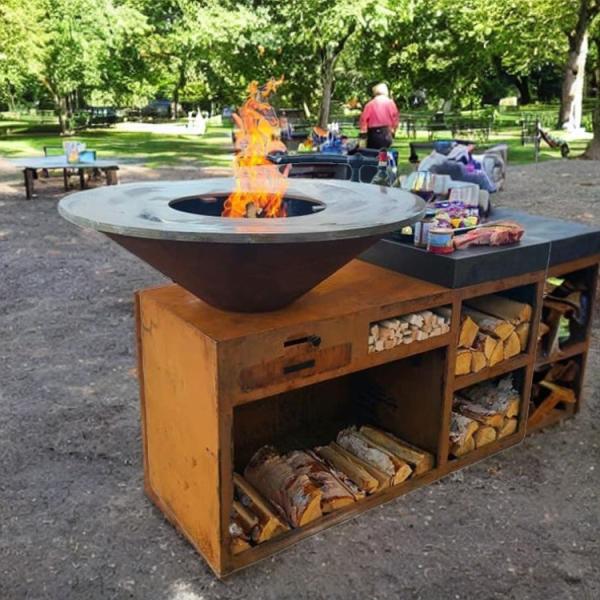 Square Garden Wood Fire Barbecue Grills Wood/Charcoal and Competition