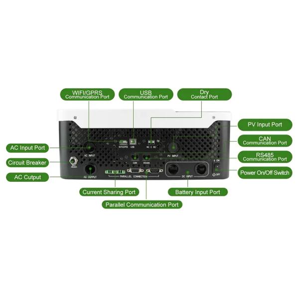 Growatt SPF 5000ES 48V 3500W 5000W MPPT Inversor solar para soluciones de energía fuera de la red