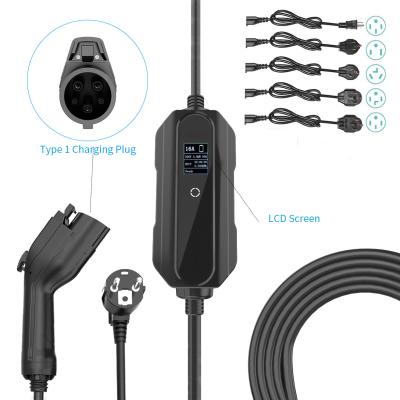 J1772 tipo - 1 carregador de Schuko EV 1 fase 230V com tela do diodo emissor de luz