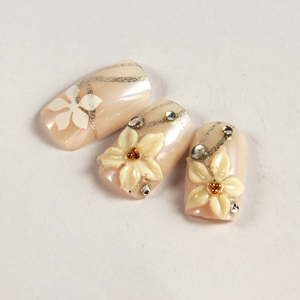 Flower art Fingers Fake Nails , glitter false nails for women