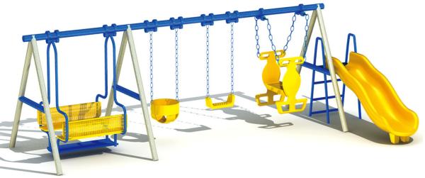 environmental protection steel swing and slide playground for kindergarten