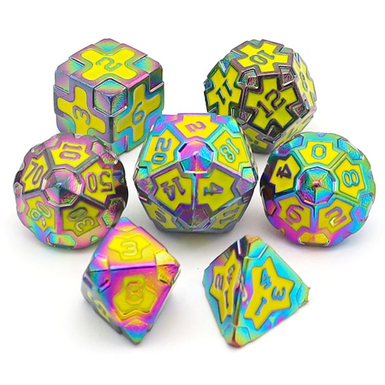 Zinc Alloy Metal Dice with Electroplating Finish and Customized Logo for Role-Playing Games