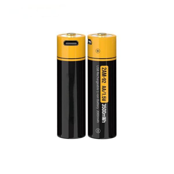 USB Rechargeable Lithium Ion Battery 1.5V 1850mAh 2500mAh Micro USB Fast Charging Cylindrical Cell AA