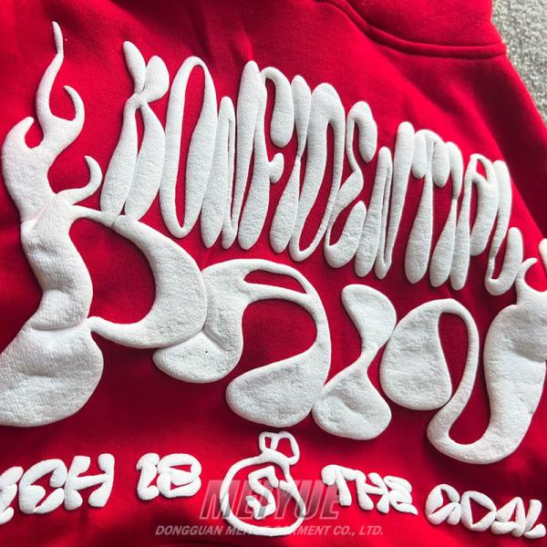 Custom Pullover 3d Bold Heavy French Terry Hoodie Streetwear Puff Print Printing Hoodie 500gsm Unisex Hoodies Men 100% Cotton