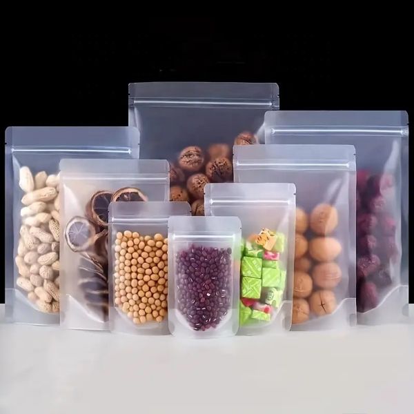 Wholesale Ziplock Self Resealable Clear Laminated Stand up Pouch Food Grade Plastic Zipper Bag for Storage