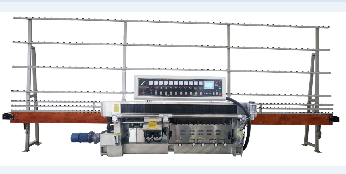 9 Spindles Glass Straight Line Edging Machine Multistage PLC Control
