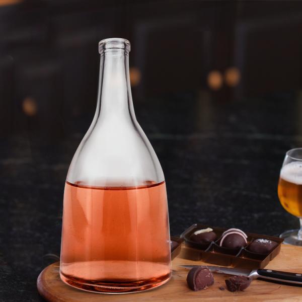 250ml/500ml/700ml/750ml Capacity Round Glass Liquor Bottle with CORK Sealing Type