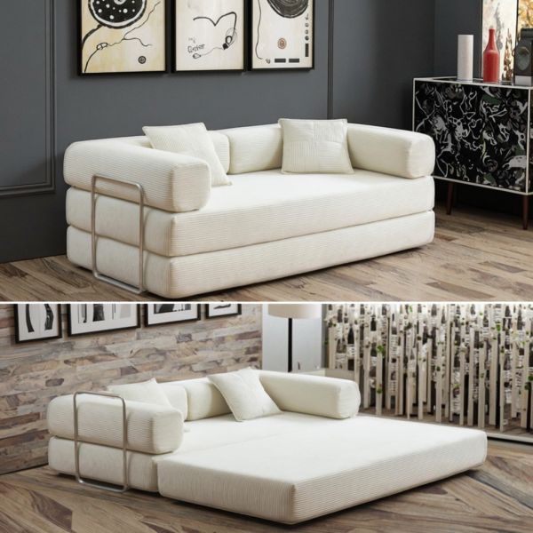 Multi-Functional Compressed Sofa Extendable Fabric Couch Sets for Living Room Sponge Filling Comfortable for Apartment Hospital