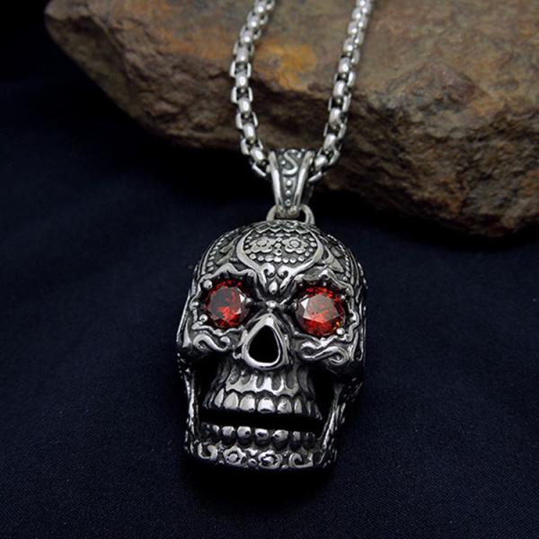 Men's Necklace Vintage Old Stainless Steel Skull Pendant Necklace(SP407)