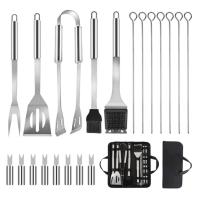 Ensemble campant approuvé par le FDA d'ustensile de barbecue, trousse d'outils de gril de l'acier inoxydable 20pcs