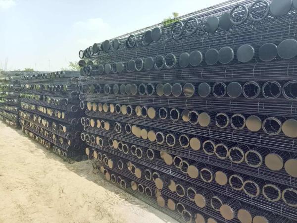 Flat / Oval Nylon Mesh Filter Bag , Carbon Steel Dust Collector Cages