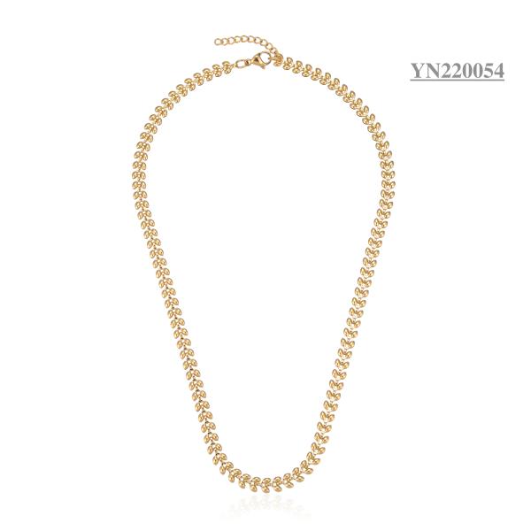 noble style brand 3d olive leaf pendant torque 18k Gold Stainless Steel Necklace