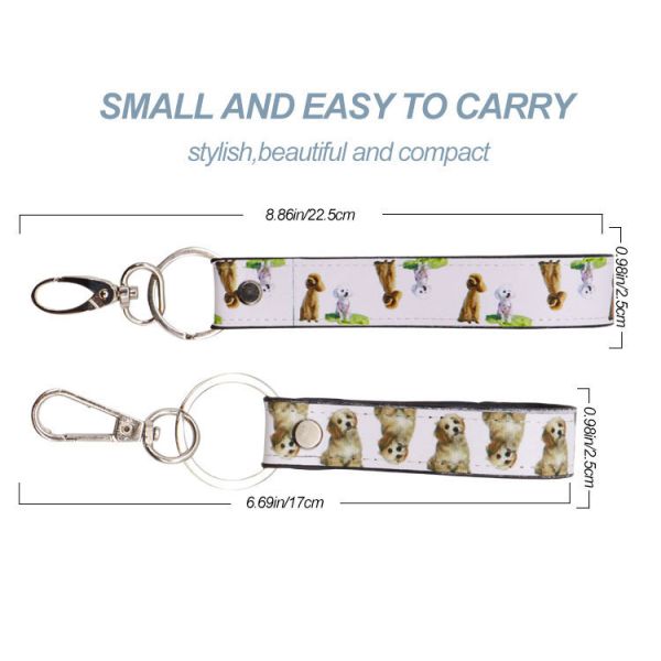 Sublimation Blank PU Leather Wristlet Keychain Custom Wrist Lanyards