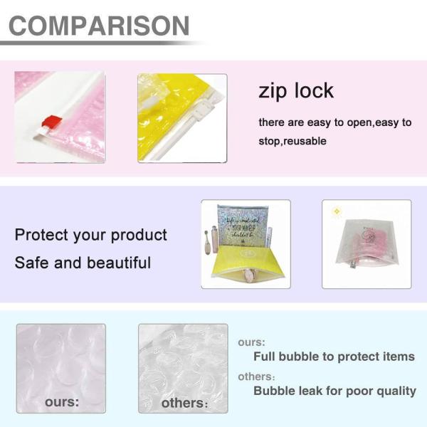 Cosmetic Makeup Bubble Slider Zipper Bags, Zip Padded Pouch For Beauty, Skin Care, Jewelry Bag Package