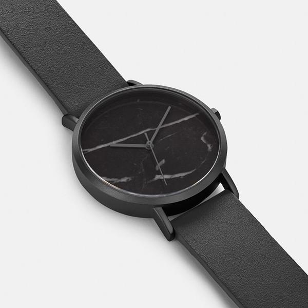 Real Black Marble Face Watch Mineral Crystal With Japanese Quartz Movt