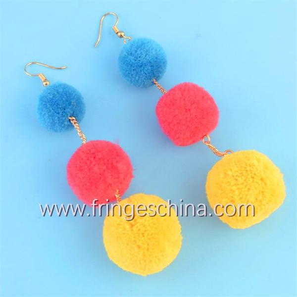 Fashion Bohemian Colorful Pom Pom Long Drop Earrings For Women Party Jewelry Accessories 