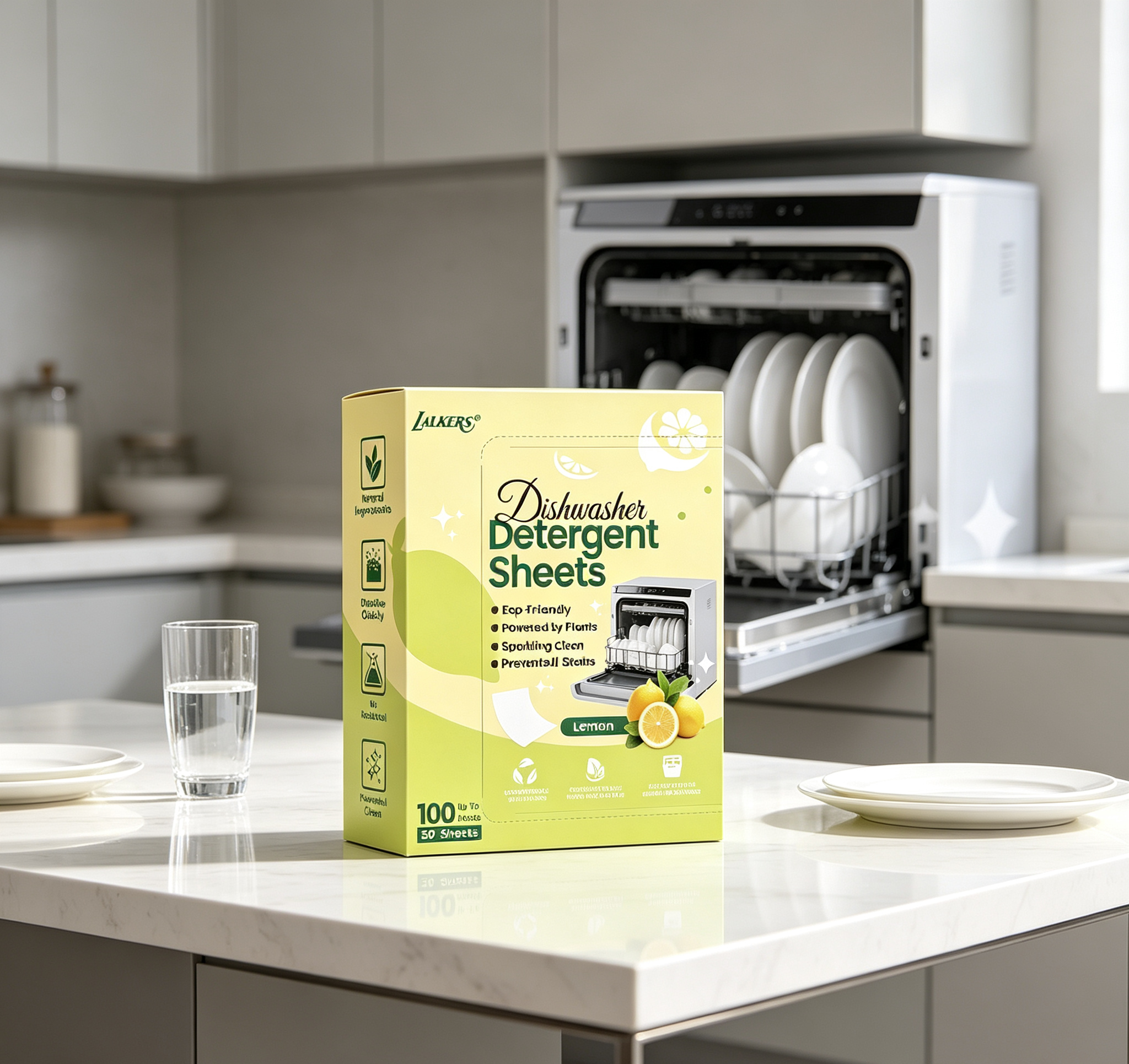 Plastic Free Non Toxic Gentle Formula Dish Washing Sheets Dishwasher Detergent Strips