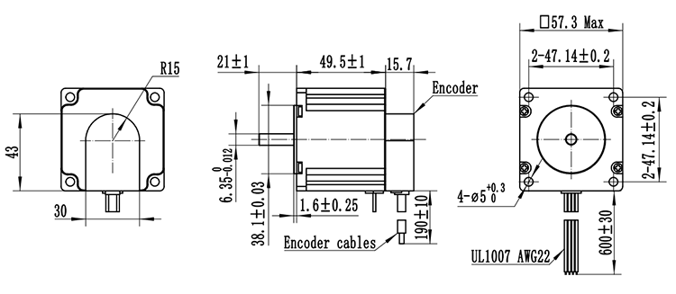 Высокая точность 57HS51 57mm NEMA 23 гибридный шаговый двигатель с оптическим кодером 500 PPR разрешение