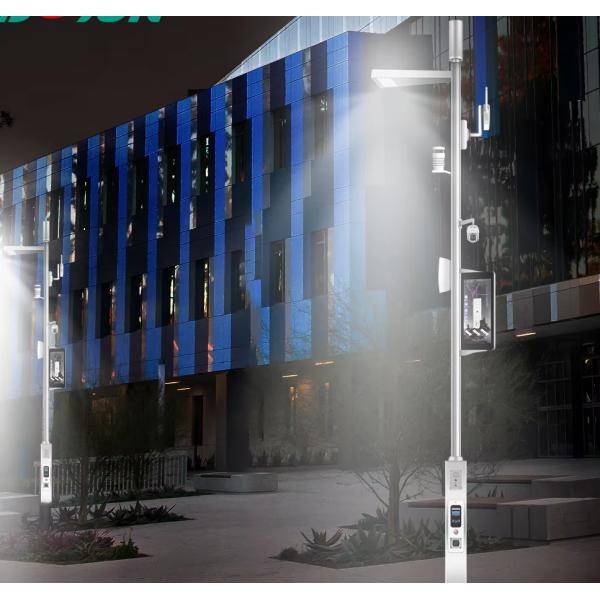 sidewalk road Outdoor Smart City LED Street Light Poles with Pole Camera