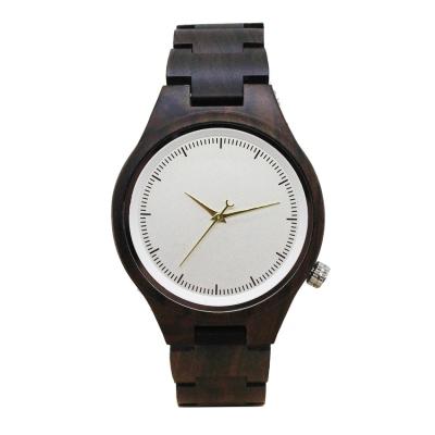 Natural Real Black Sandal Wooden Mens Quartz Watch , Japan Movement Quartz Watch