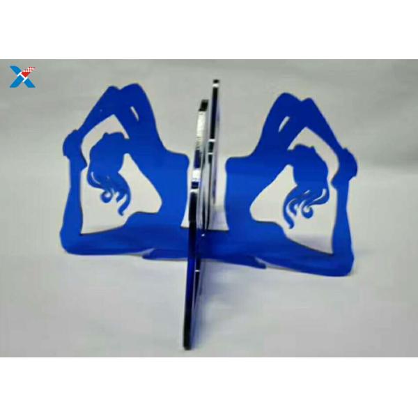 Blue Acrylic Shapes Craft / Acrylic Stand For Office Decoration Gifts
