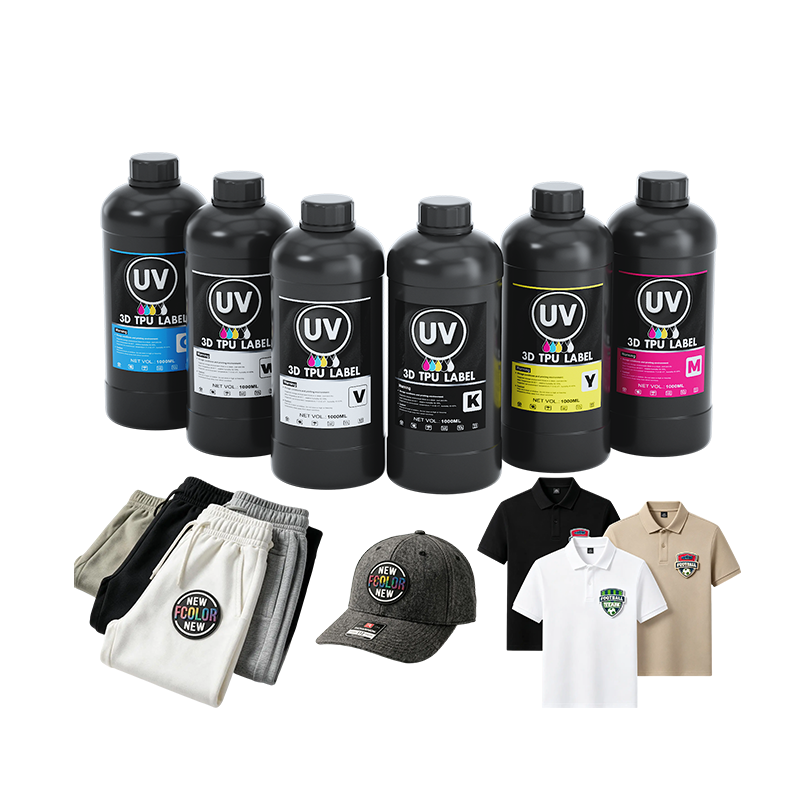 FCOLOR 1000MLLogo Customizable Transfer Film 3D Label Logo Textile Printing DTF TPU UV Ink for Plain Oversized T-shirt