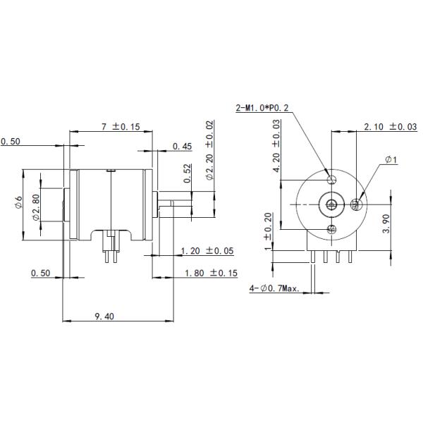 Штыри угла 4 DC 18° вала 5V штырей d Stepper мотора 4 постоянного магнита VSM0620 обнаженные