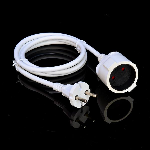 3 Prong Round Pin Extention Cable White SNI Extention Cord for Home