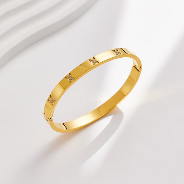 MVCOLEDY Jewelry Gold Plated Bangle Bracelet Cz Stone Stainless Steel With Crystal