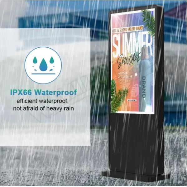 55-Inch High Brightness IP65 Waterproof Outdoor Digital Totem 4K Video Advertising Floor Kiosk Touch LCD Media Stand Elevators