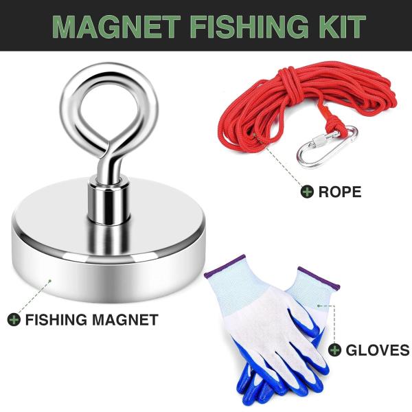 Heavy Duty Neodymium Magnet Fishing Kit With Countersunk Hole Eyebolt