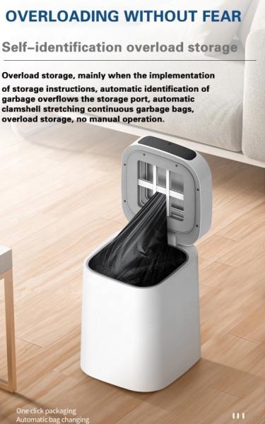 Boîte à ordures blanche et intelligente auto-scellante sans capteur tactile Boîte à ordures personnalisée