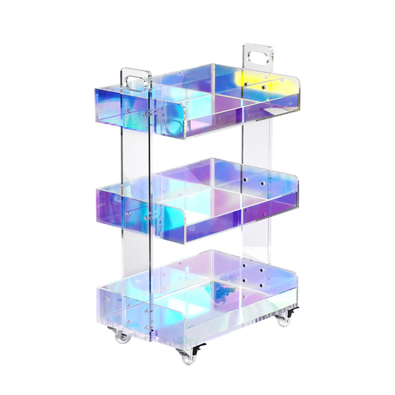 Modern Acrylic Rolling Bar Cart End Table Foldable Functional Design Home Kitchen Wardrobe Bathroom Stainless Steel-for Food Use