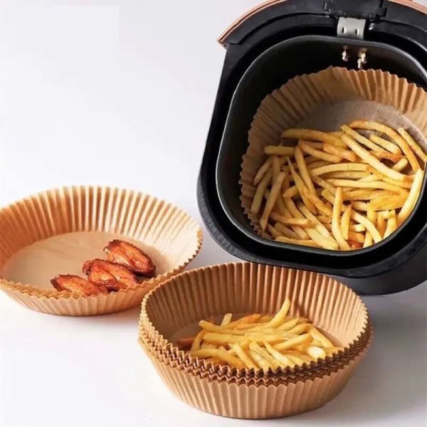 Disposable Air Fryer Paper Liners - Food Grade Paper, Heat Resistant, Oil Proof for Easy Cleanup