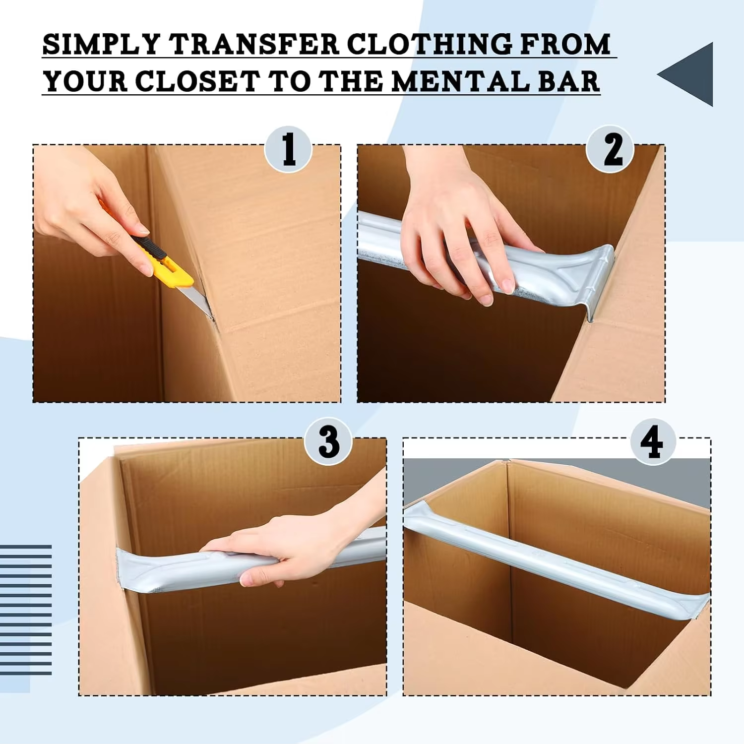 20 & 24 Inch Metal Hanging Bar Wardrobe Moving Brackets for Enhanced Organization