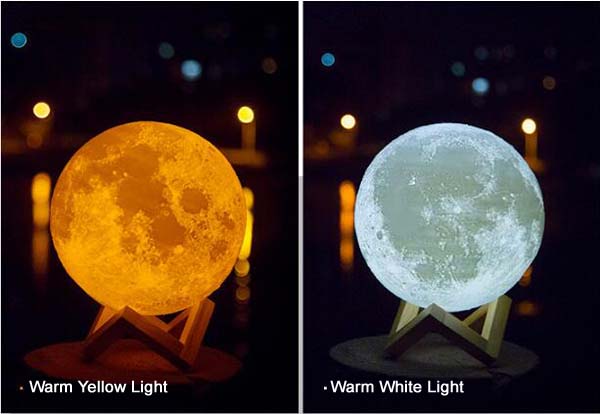 USB Rechargeable Touch Sensor 3D Printing LED Moon Night With Brightness Adjustment