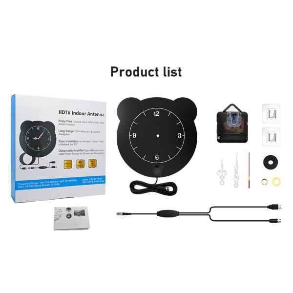 FCC REACH 150 Miles Range Digital HDTV Antenna Square Clock Type