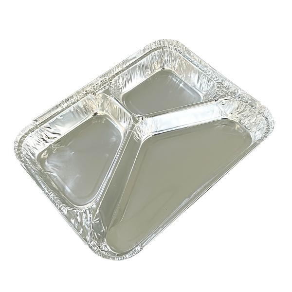 Aluminum To Go Packaging Lunch Box with Customized Disposable 3 Compartment Container