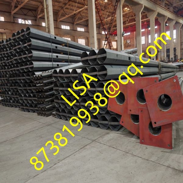 Israel 9M Height Q235B Hot-dip Galvanized Tapered Steel Lighting Pole with Base Plate