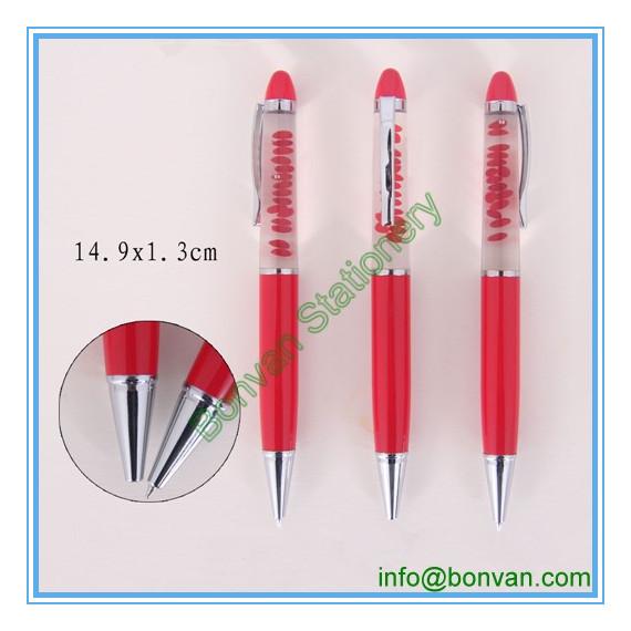 metal floater oil pen, metal fluit oil ball pen with customized sliding logo