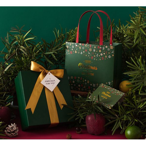 Printed CCNB Christmas Paper Bags For Xmas Eve Gift Takeaway