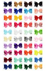 40pcs 3 Red Pink Green Ribbon Hair Bow With Clip Kids  Girls