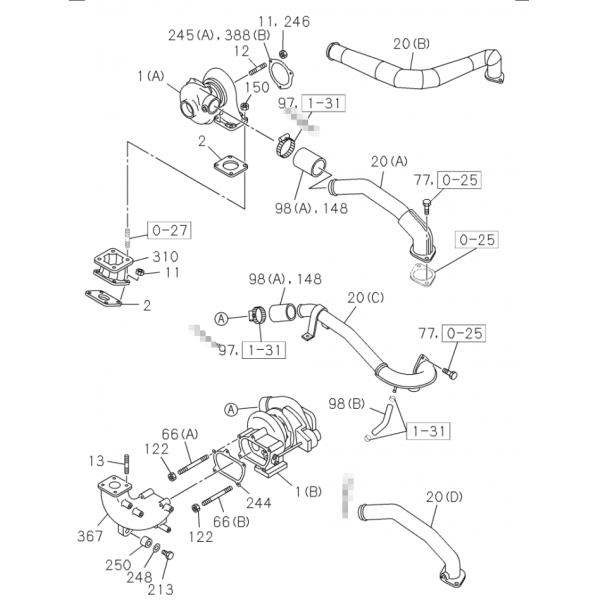 RHB6 Turbo EX120-1 Excavator Spare Parts 894418-3200 8944183200 Turbocharger For Isuzu