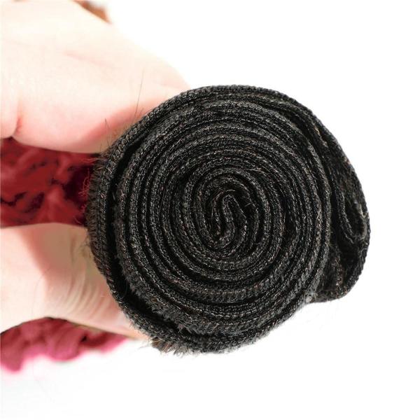 #T1B/Pink Kinky Curly Remy Human Hair Bundles Sew In Weave Bundles Brazilian Bundle Deals