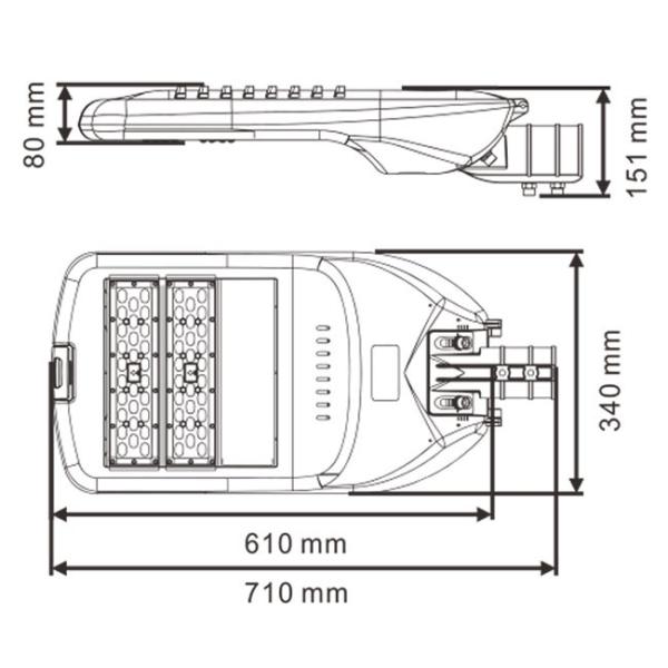 Outdoor High Power LED Street Light Aluminum IP66 Waterproof 100 Watt 50-60Hz