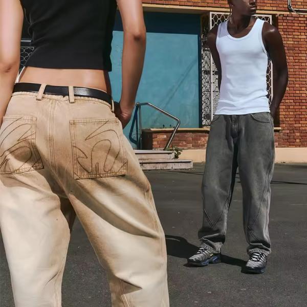 Custom High Quality Loose Men's Denim Pants Manufacturer Vintage Distressed Oversized Wash Jeans Streetwear Baggy Denim Jeans