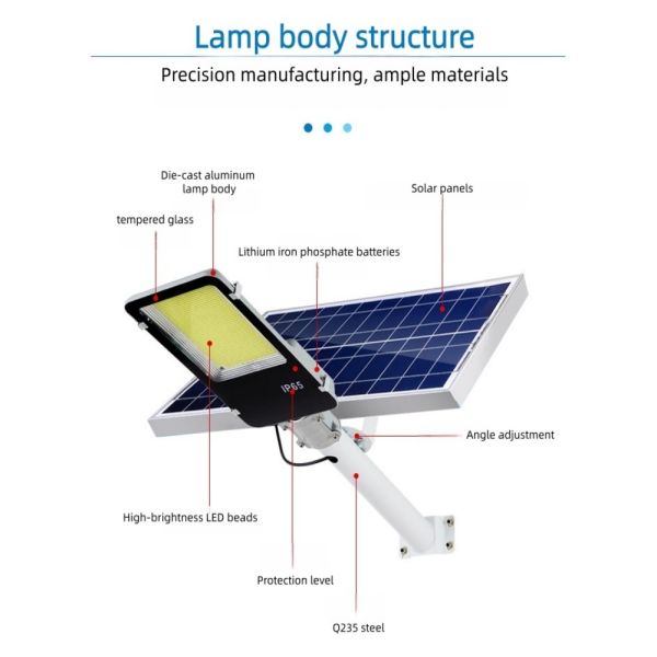 LED Solar Street Light With IP66 Weather Resistant for Residential Complexes